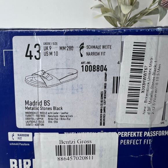Birkenstock Madrid BS Birko Flur Sandal Metallic Stone Black Men 10/EU 43 NWB - Picture 9 of 9